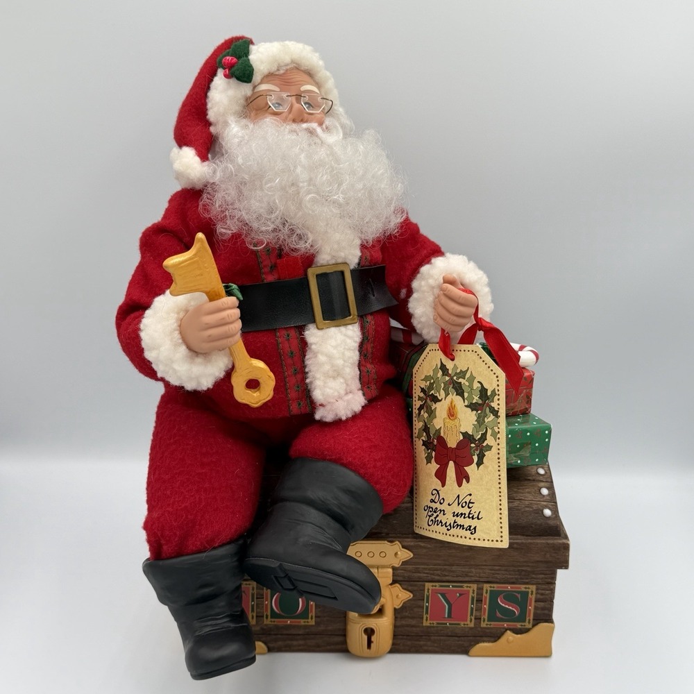VTG 1995 Holiday Creations‎ Animated Santa TOYS Chest Christmas Moving VIDEO